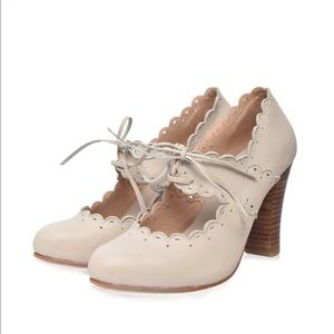 Bali ELF Paradise Bird Leather Heels - Ivory